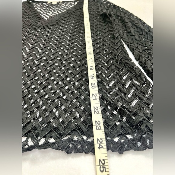 YA LOS ANGELES Women’s Lace Crochet V Neck Sheer Bell Sleeve Boho Fairy Top‎ M - Picture 11 of 12
